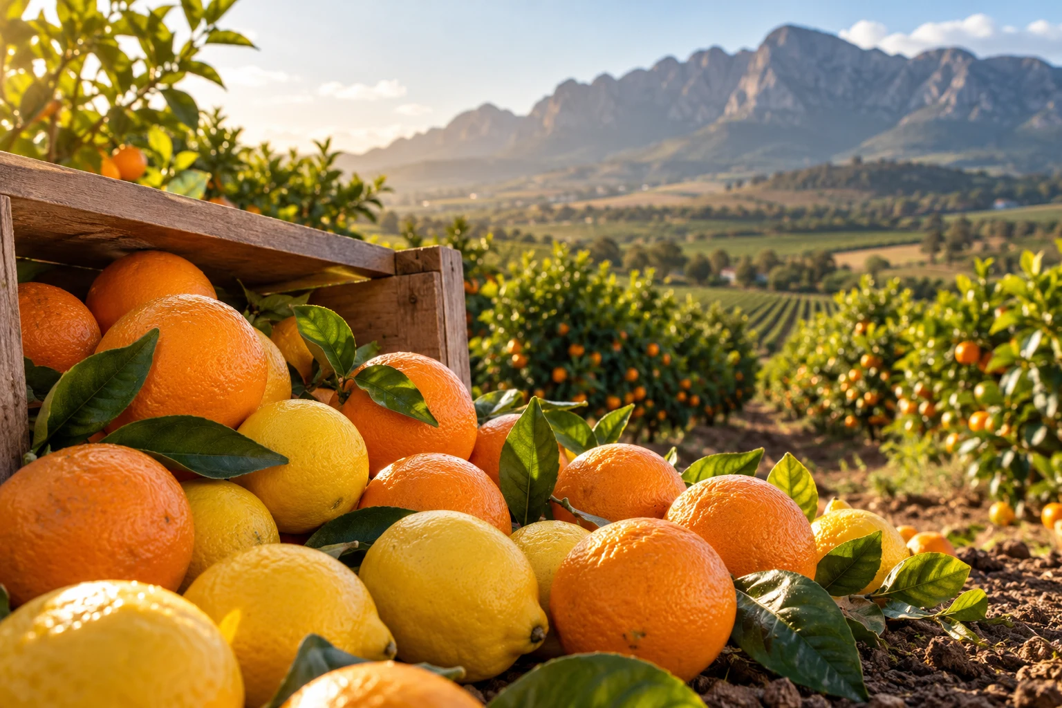 Illustrative close-up of fresh oranges and lemons